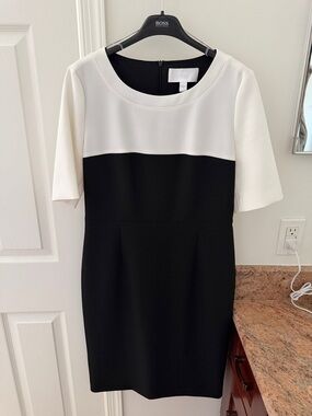 Boss Black and White Colorblock Mini Dress